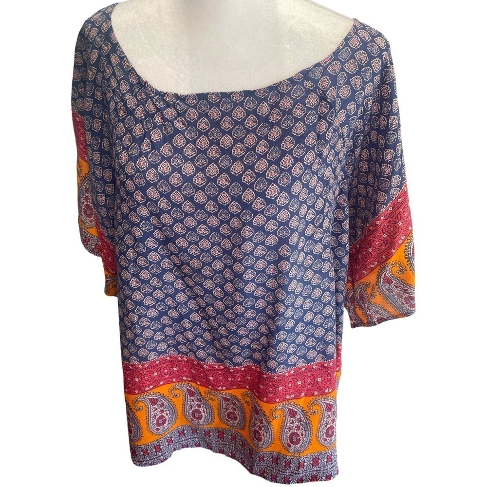 BLL Geometric Designed Tunic With 3/4 Length Sleeves